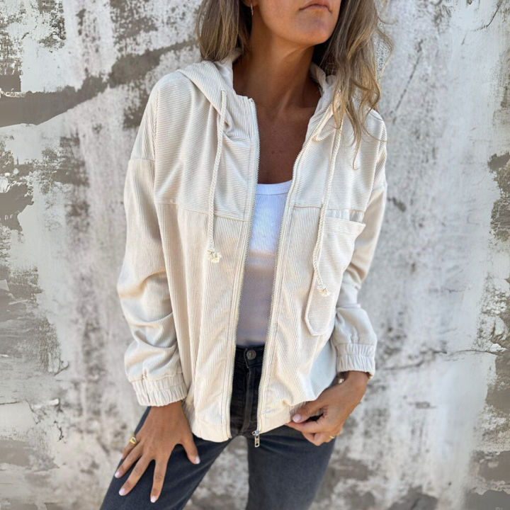 Ella™ – Corduroy Zip-Up Hooded Jacket