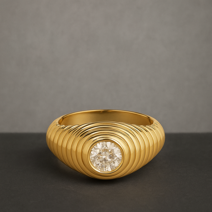 Dome Beveled Ring™ Luxury Ring – Rose Gold Moissanite Minimal Ring