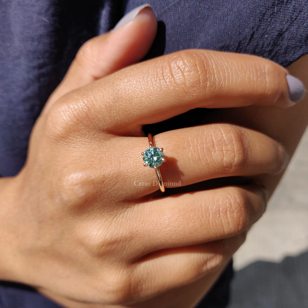 Sage Spark Ring™ Colored Gem Stone – Radiance Reimagined with Blue Moissanite Brilliance