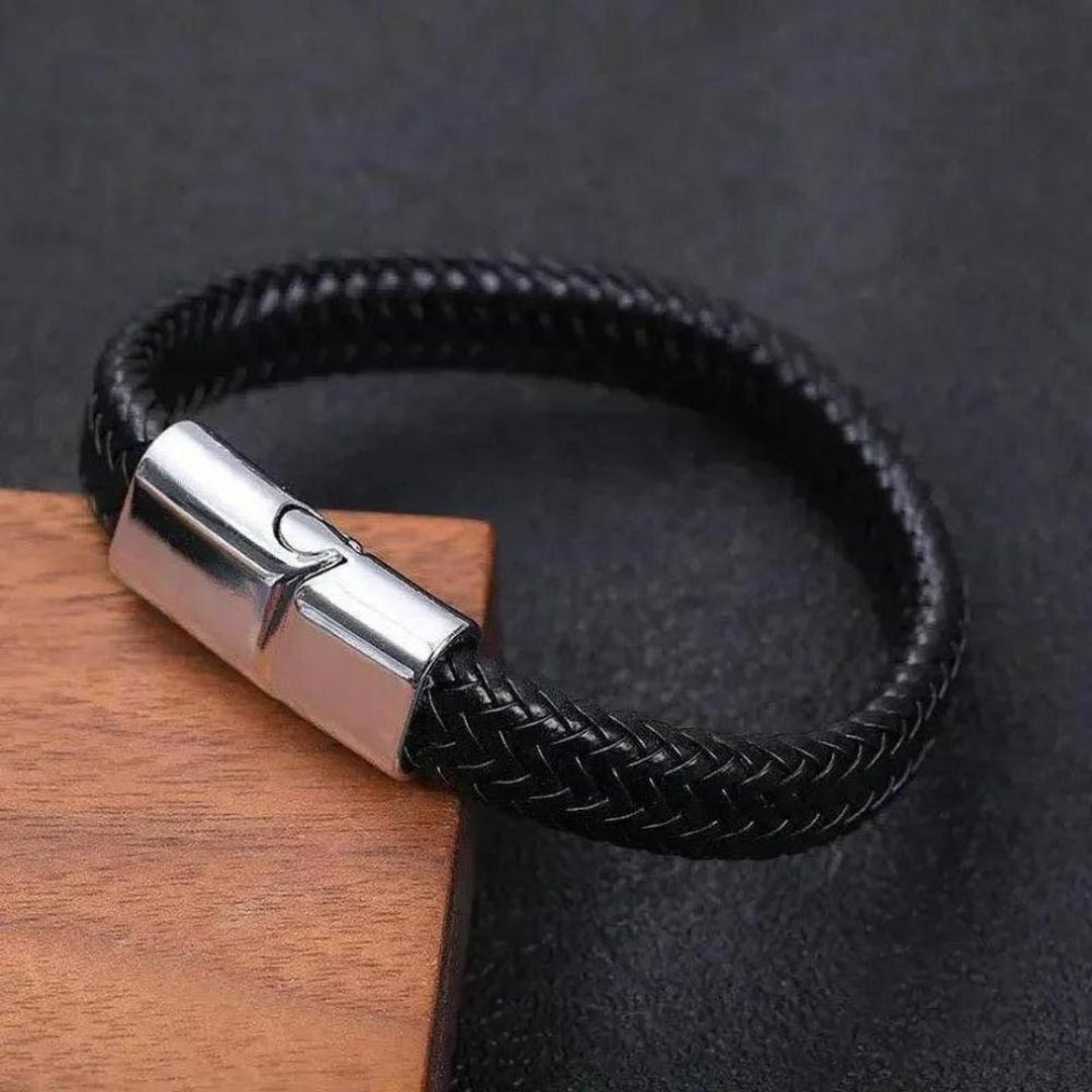Moon Madrid Kotzebue Bracelet™ Men Jewelry – Woven Leather Bracelet with Magnetic Clasp