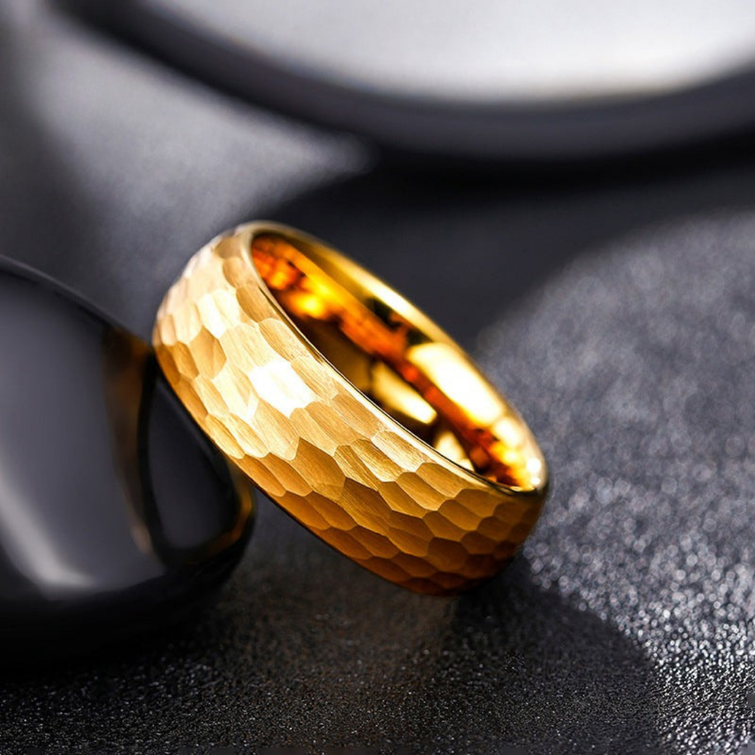 Valiant™ Men Rings – Hammered Gold, Unshakable Spirit