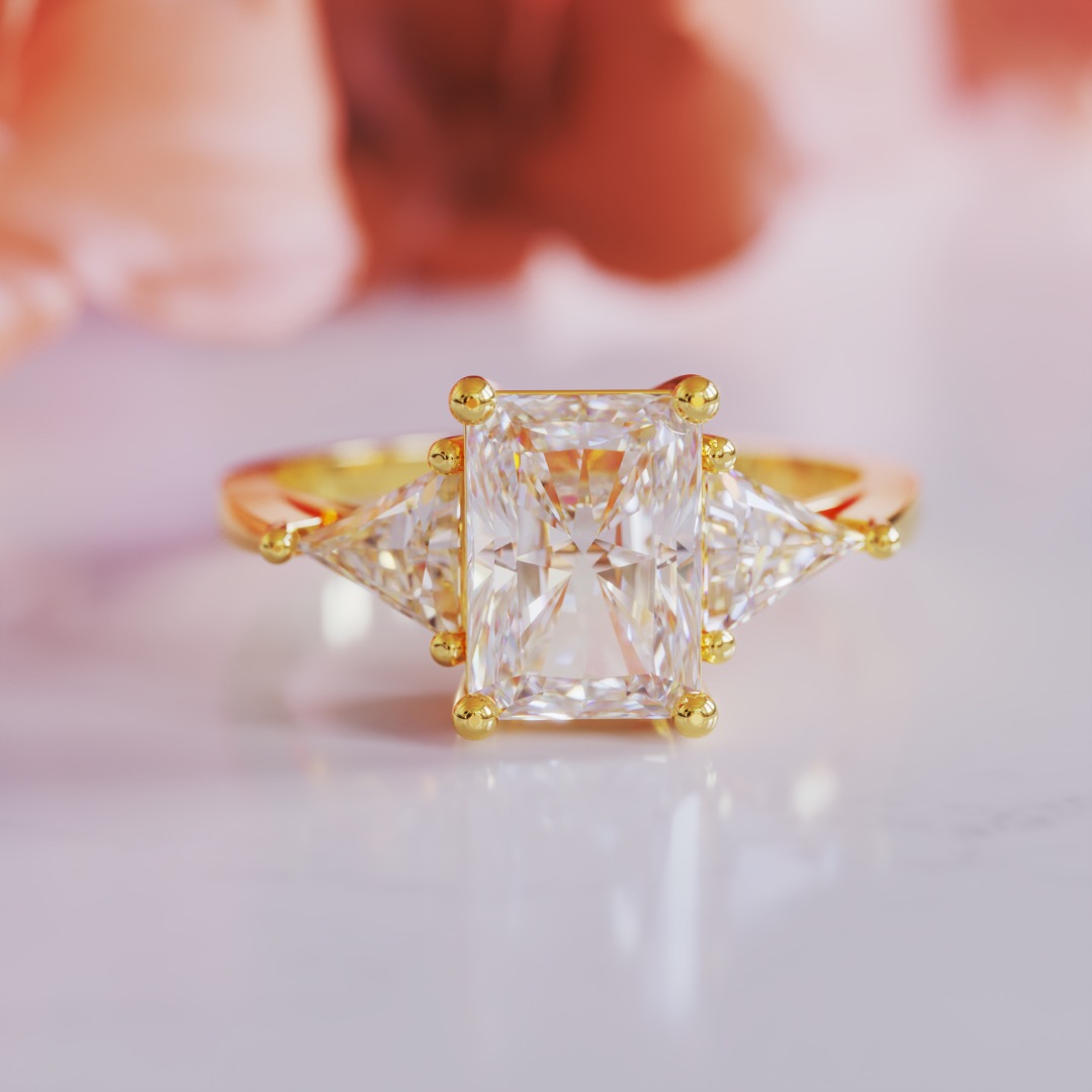 Stellar Flash Ring™ Colored Gem Stone – Radiant Symmetry in a Dazzling Trio