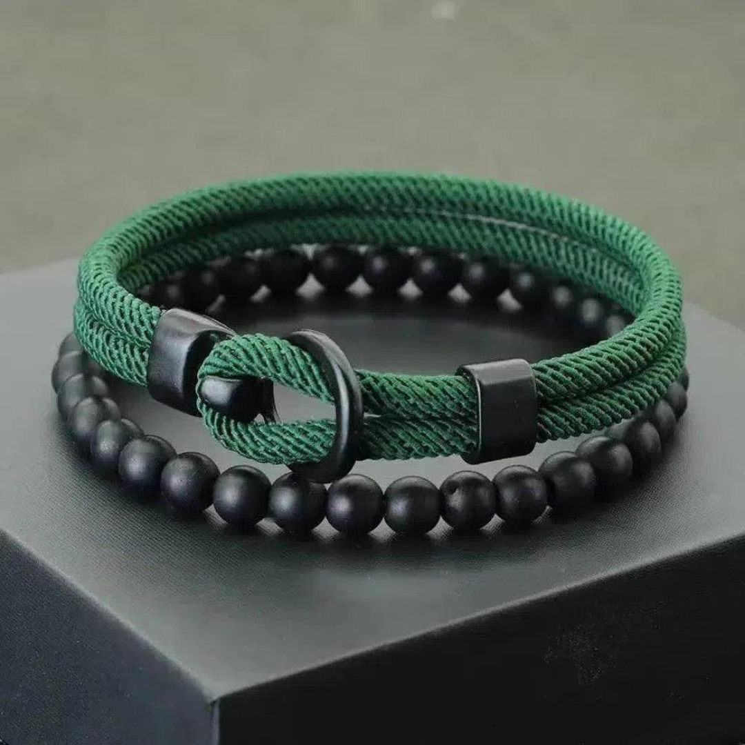 Sky Morris Havasu Bracelet™ Men Jewelry – Nautical Rope & Onyx Bead Bracelet Set