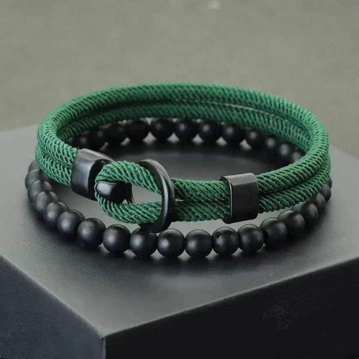 Sky Morris Havasu Bracelet™ Men Jewelry – Nautical Rope & Onyx Bead Bracelet Set