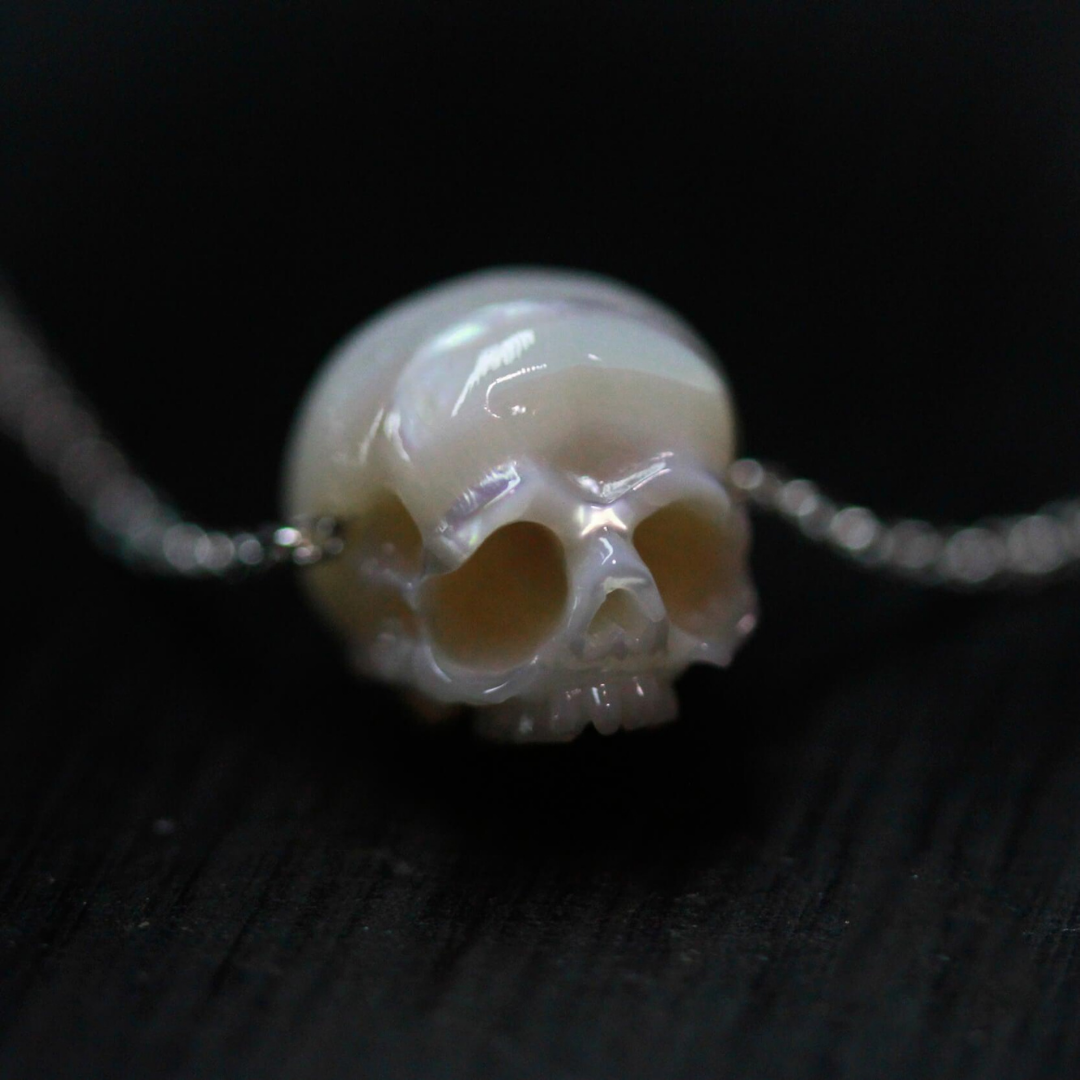 Minimalist 4A Pearl Skull Necklace™ Skull Accessories – Quiet Power in Sculpted Detail