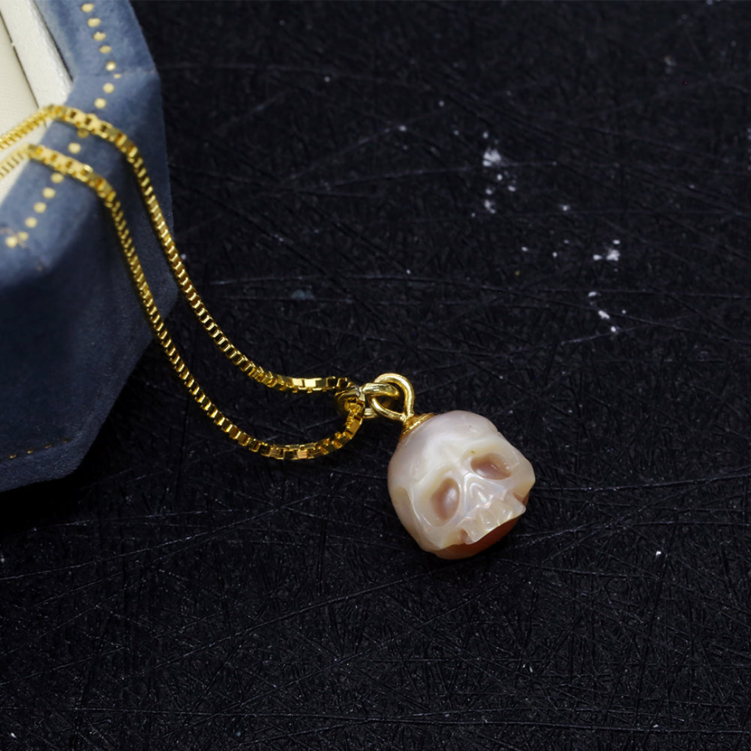 Dainty Simple Pearl Cranium Pendant Necklace™ Skull Accessories  – Refined Edge with Everyday Grace