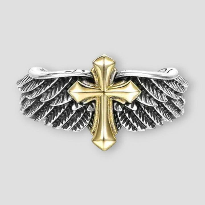 Saint Martin West Memphis Ring™ Men Jewelry – Winged Cross Open Band Ring