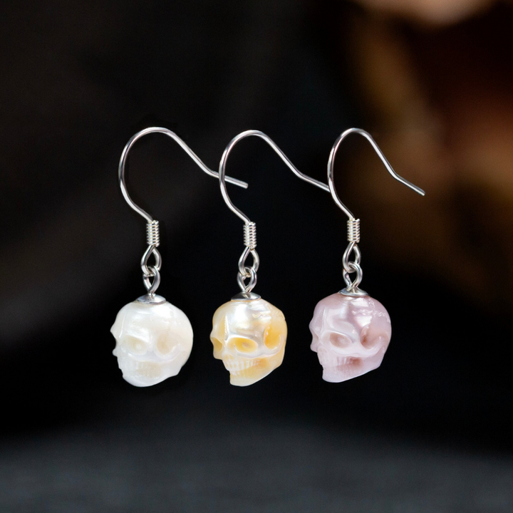 Minimalist Skull Pearl Dangle Drop Earrings™ Skull Accessories  – Edgy Elegance in Every Detail