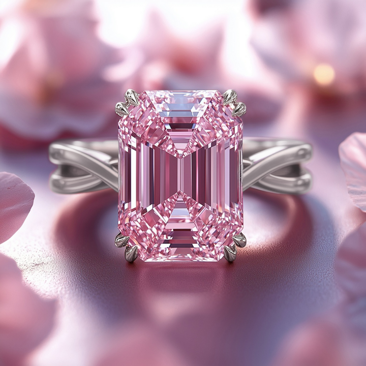 Pink Orbit Ring™ Colored Gem Stone – Modern Criss-Cross Pink Moissanite Ring