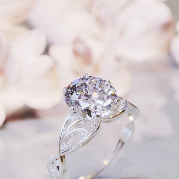 Serene Beam Ring™ Colored Gem Stone – Harmonious Elegance with a Brilliant Center