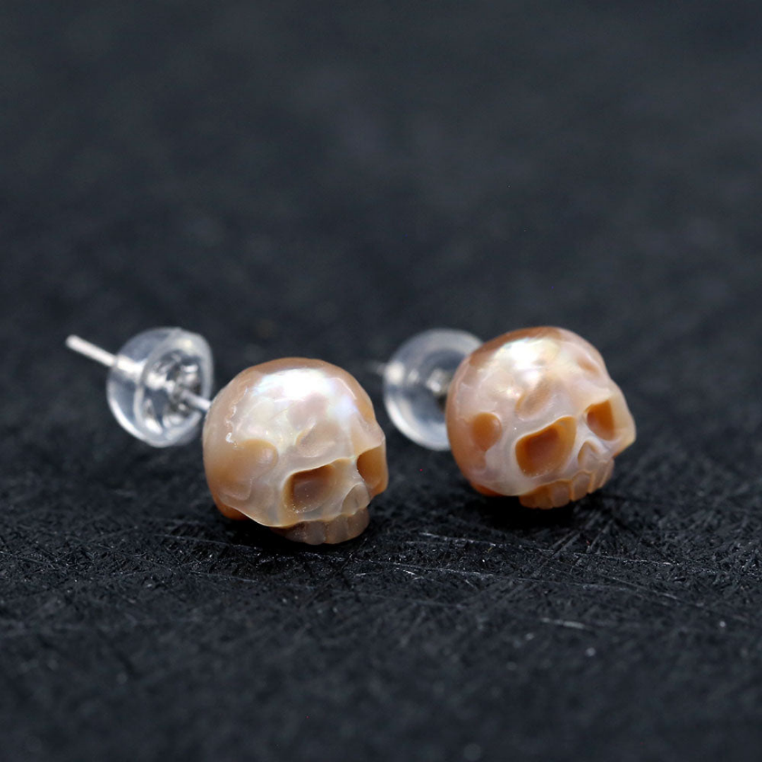Minimalist Pearl Cranium Stud Earrings™ Skull Accessories  – Understated Gothic Elegance