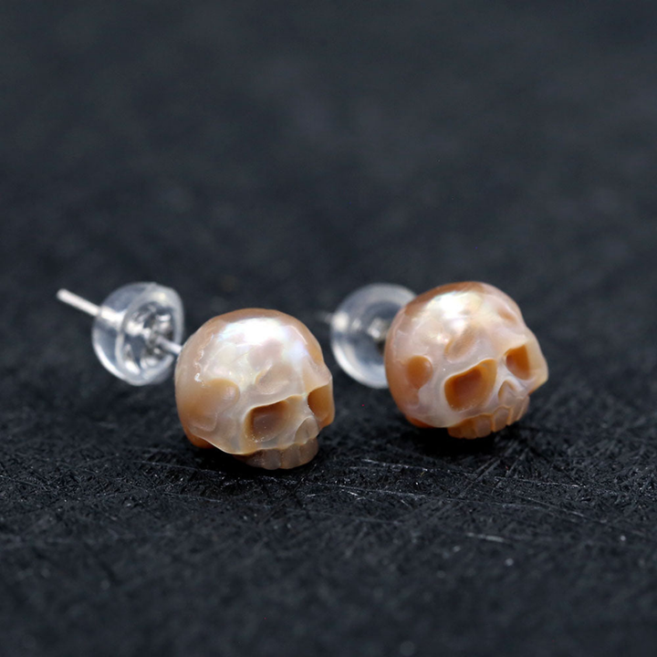 Minimalist Pearl Cranium Stud Earrings™ Skull Accessories  – Understated Gothic Elegance