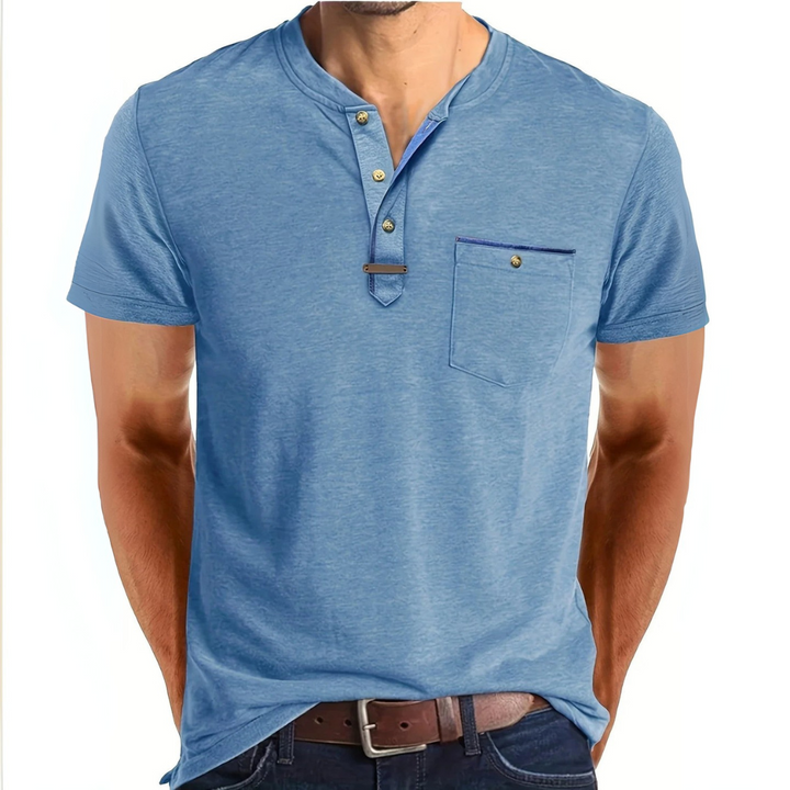 Saxon™ - Elegant Round Neck T-Shirt With Pocket