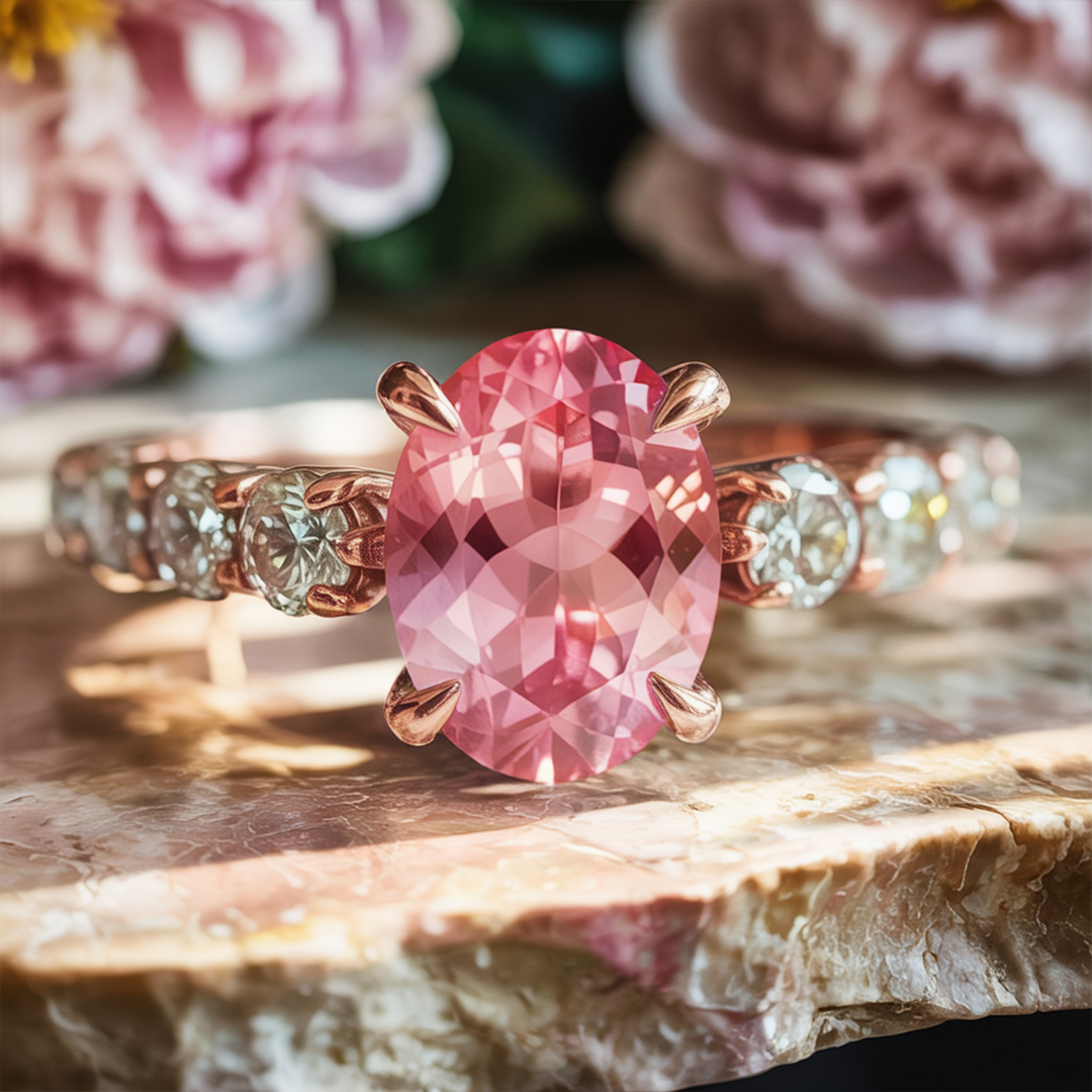 Twilight Kiss Ring™ Colored Gem Stone – Radiant Romance in a Blush-Hued Glow