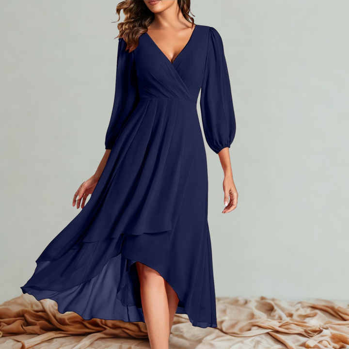 MIA™ – V-Neck Dress with Asymmetric Hem