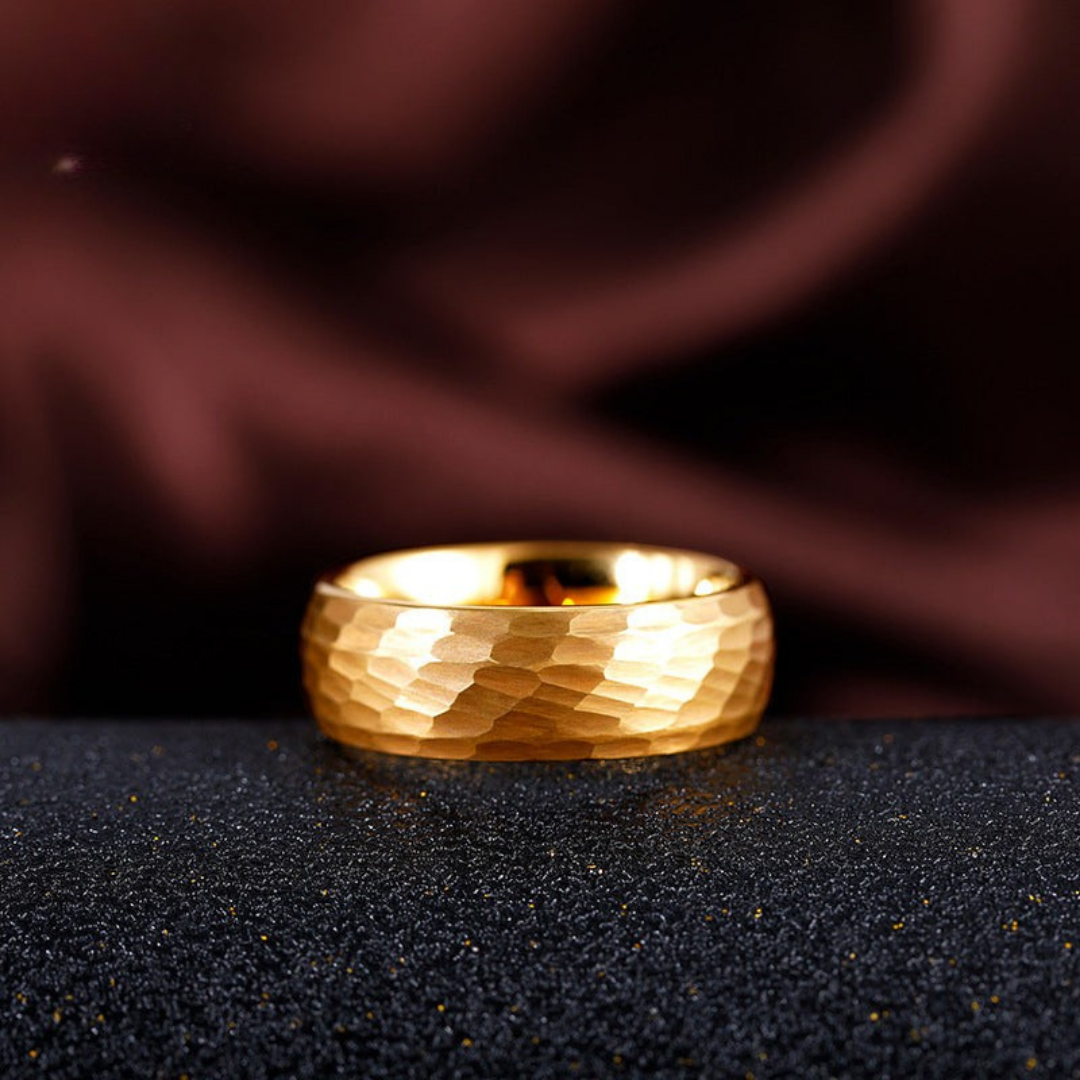 Valiant™ Men Rings – Hammered Gold, Unshakable Spirit