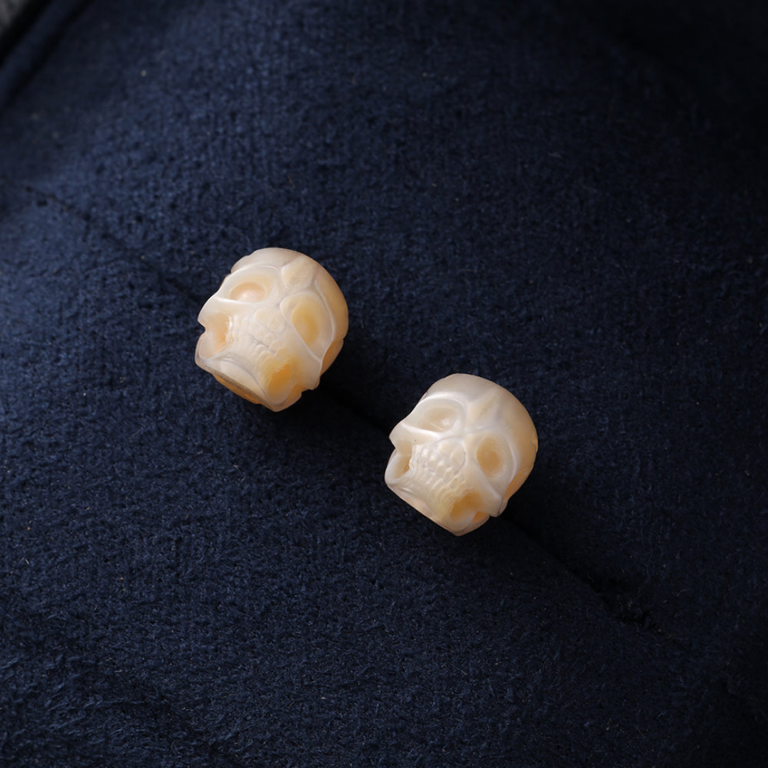 Gothic Mystery Minimalist Pearl Skull Stud Earrings™ Skull Accessories  – Rebel Elegance in Every Detail