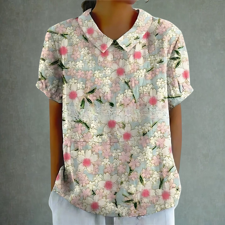 Lina™ – Floral Print Linen Blouse