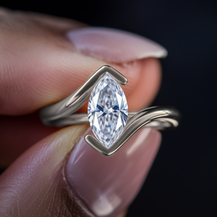 Aurora Tip Ring™ Colored Gem Stone – Sculptural Elegance in a Minimalist Frame