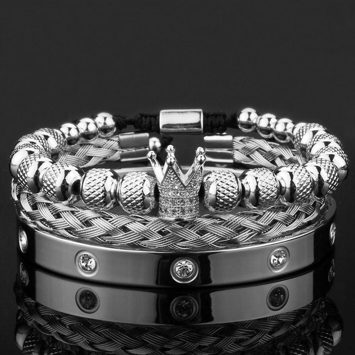 Sky Morris Crystal Crown Bracelet™ Men Jewelry – Royal Steel Meets Timeless Detail