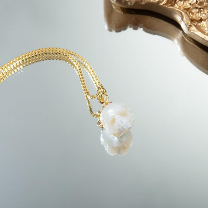 Dainty Simple Pearl Cranium Pendant Necklace™ Skull Accessories  – Refined Edge with Everyday Grace