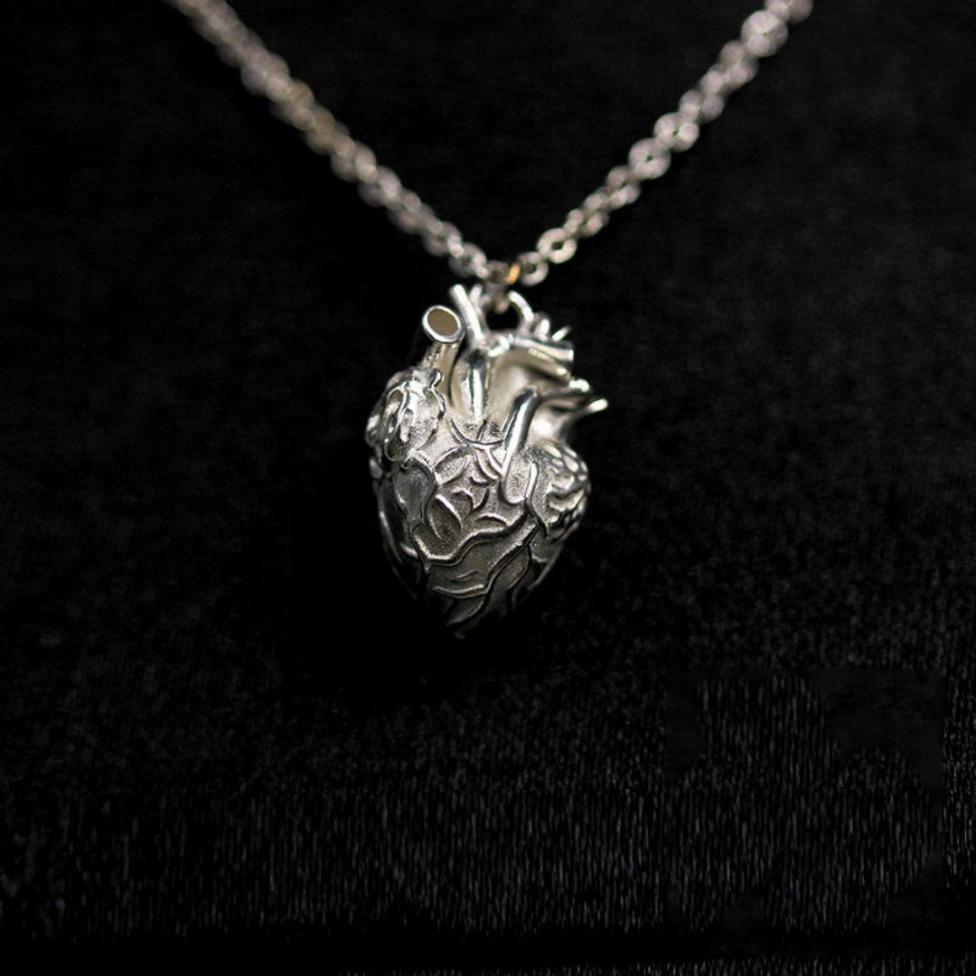 Soul in the Depths™ Skull Accessories  - Openable Anatomical Heart Pearl Skull Necklace