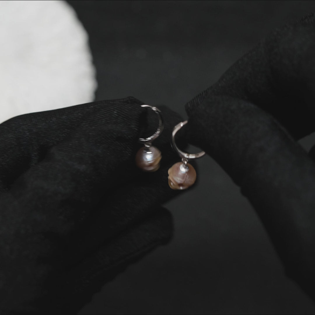 Classic Skull Pearl Drop Huggie Hoop Earrings™ Skull Accessories  – Comfort Meets Gothic Grace