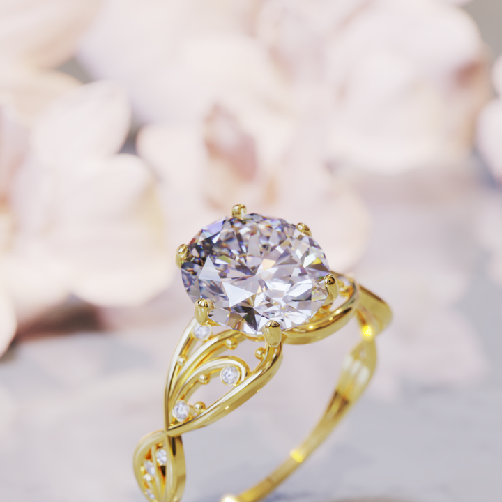 Serene Beam Ring™ Colored Gem Stone – Harmonious Elegance with a Brilliant Center