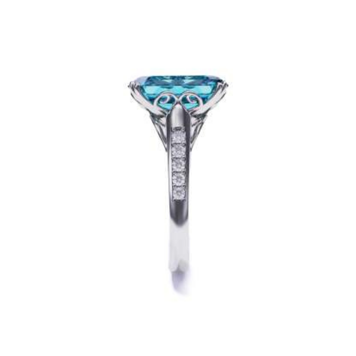 Dream Shore Ring™ Colored Gem Stone – Tranquil Brilliance in a Bold Aquamarine Cut