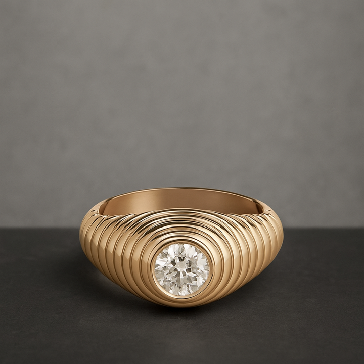 Dome Beveled Ring™ Luxury Ring – Gold Moissanite Minimal Ring