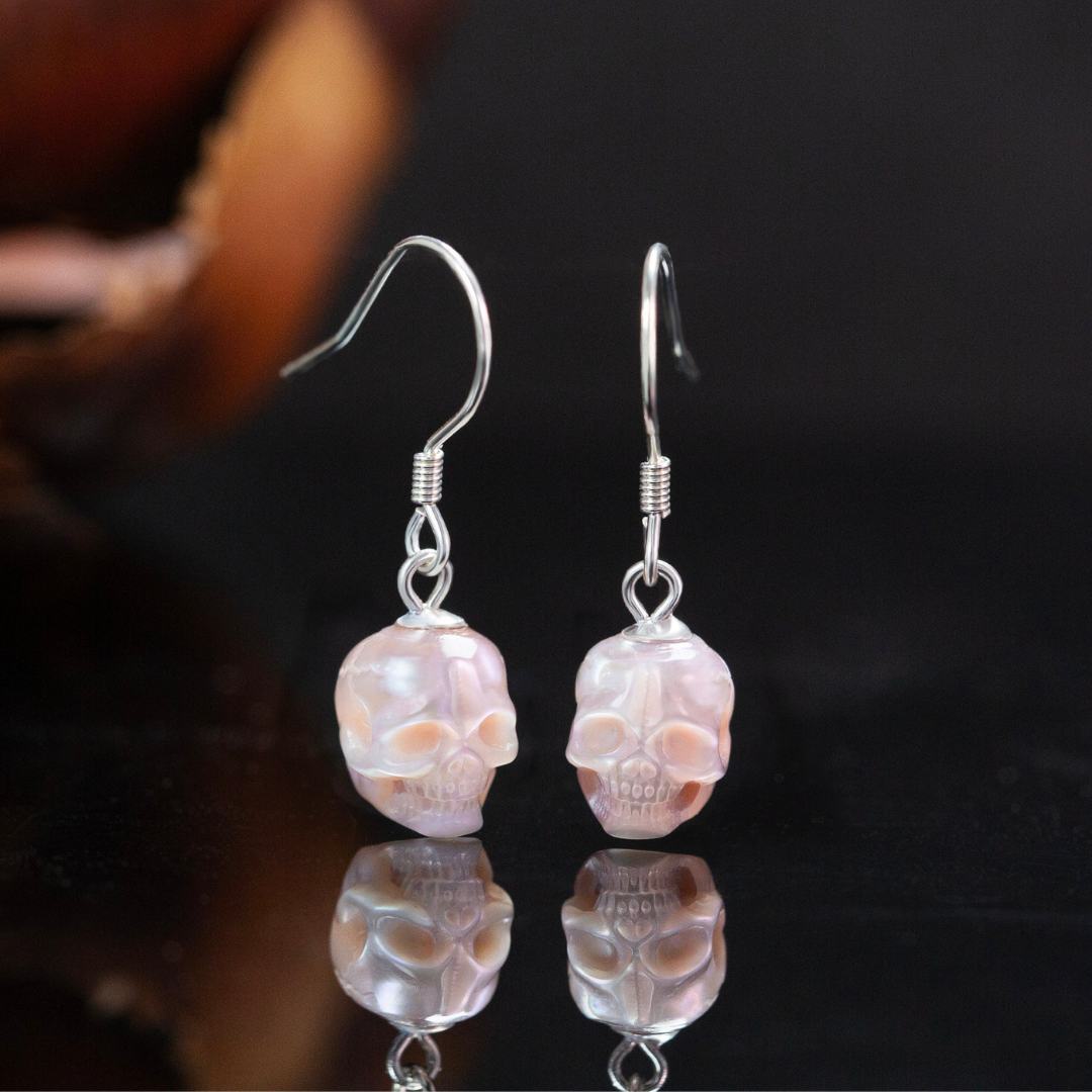 Minimalist Skull Pearl Dangle Drop Earrings™ Skull Accessories  – Edgy Elegance in Every Detail