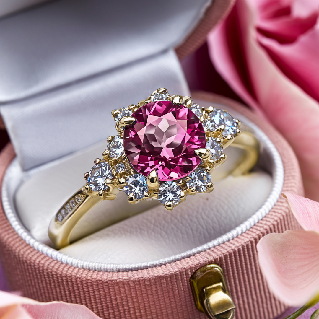Petal Veil Ring™ Colored Gem Stone – Romantic Brilliance in Every Facet