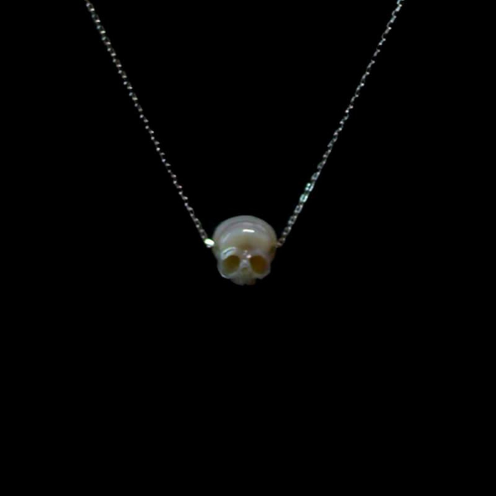 Minimalist 4A Pearl Skull Necklace™ Skull Accessories – Quiet Power in Sculpted Detail