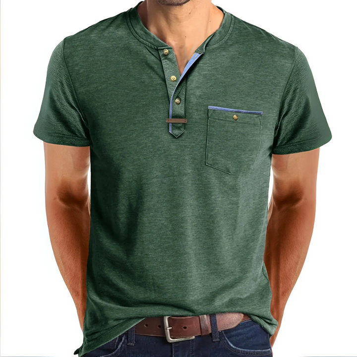 Saxon™ - Elegant Round Neck T-Shirt With Pocket