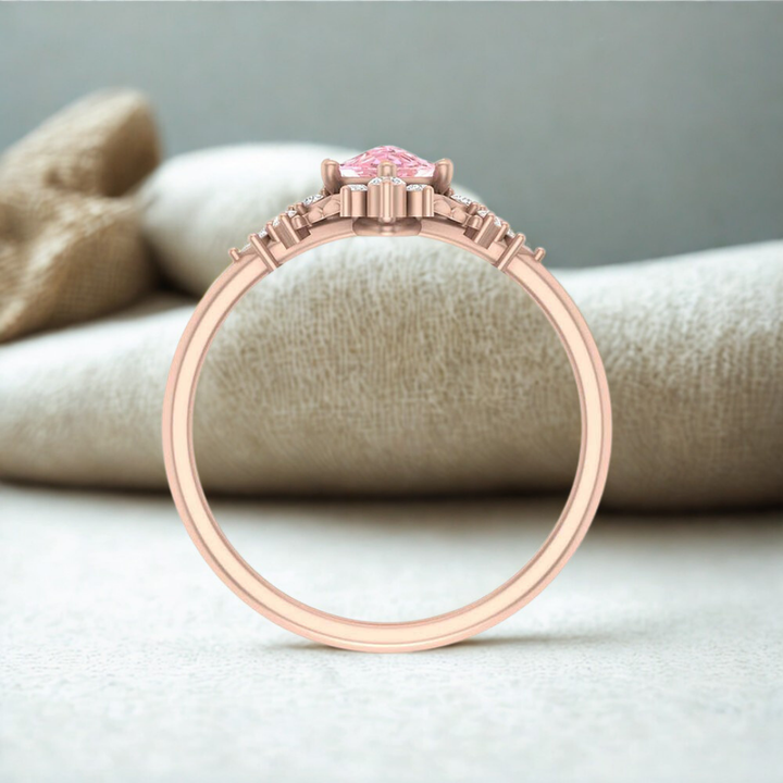 Blush Stardust Ring™ Luxury Ring – 1 Carat Pink Sapphire in Floral Cluster Rose Gold Setting