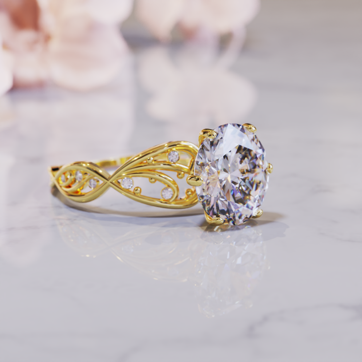 Serene Beam Ring™ Colored Gem Stone – Harmonious Elegance with a Brilliant Center
