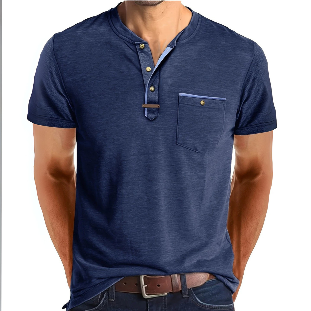 Saxon™ - Elegant Round Neck T-Shirt With Pocket