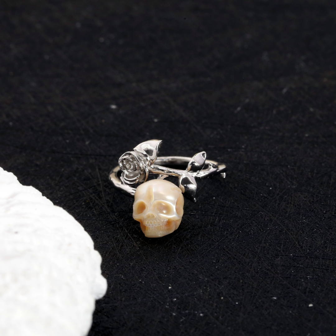 Rose Pearl Skull Ring™ Skull Accessories  – A Love Letter to Beauty and Mortality
