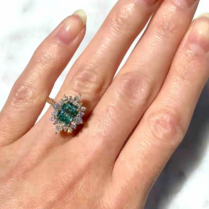 Halo Whisper Ring™ Luxury Ring – Teal Fire, Eternal Grace
