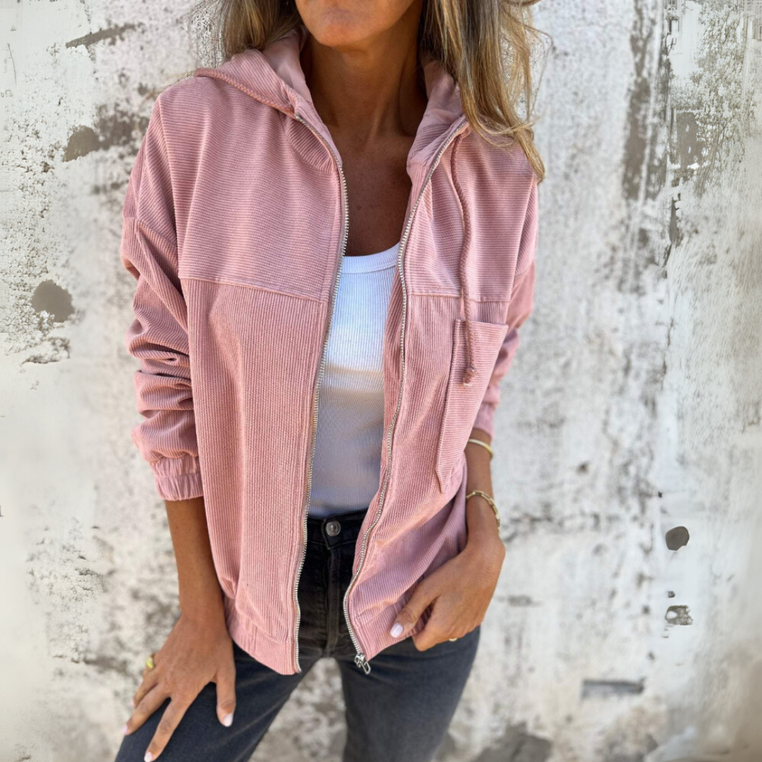 Ella™ – Corduroy Zip-Up Hooded Jacket