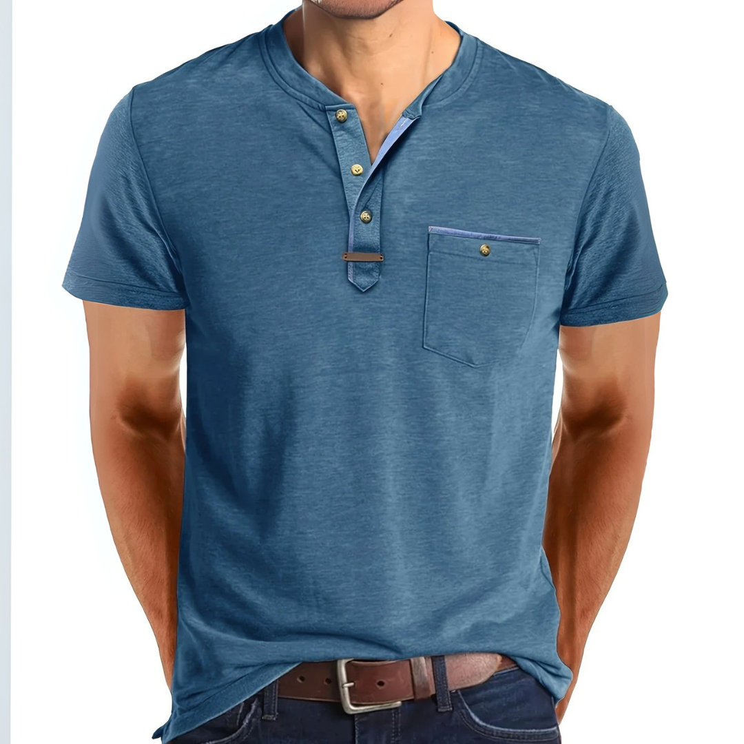 Saxon™ - Elegant Round Neck T-Shirt With Pocket