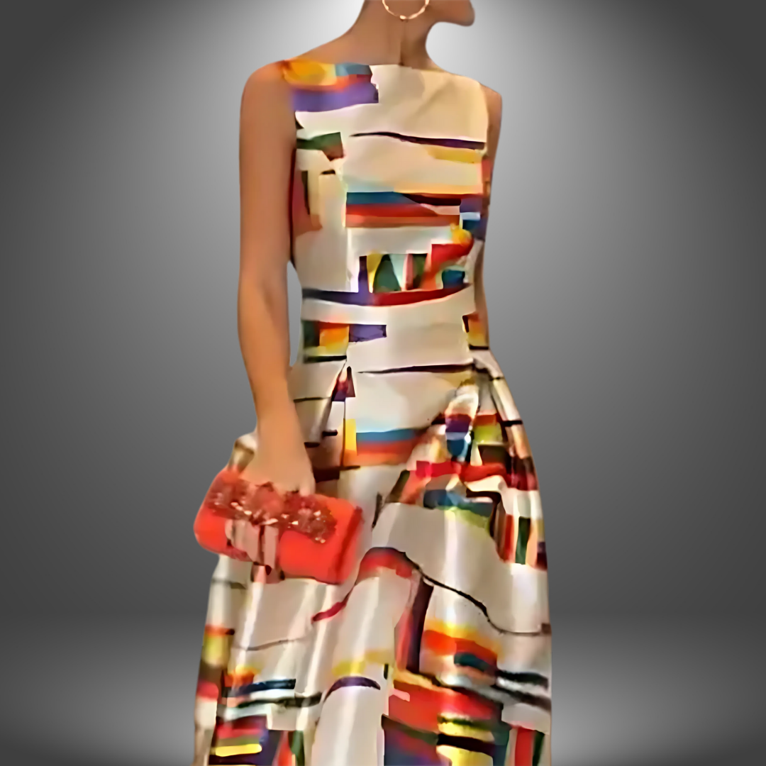Amelia™ Long Dress Collection - Bold Geometric Print Maxi Dress
