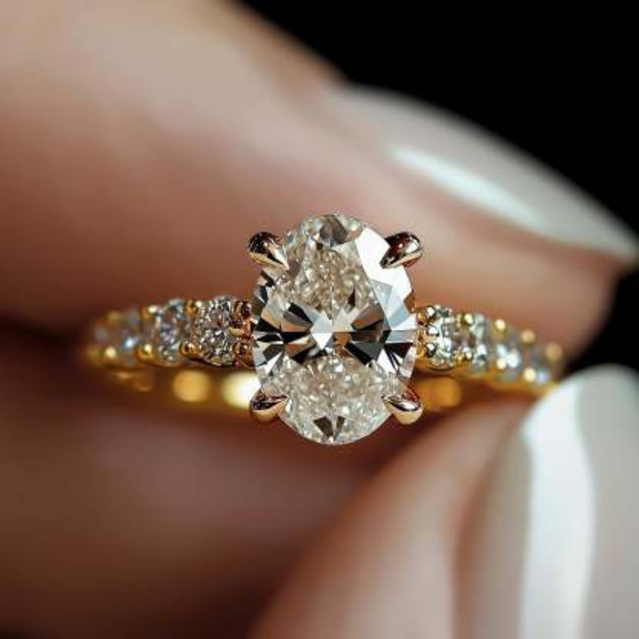 Ice Whisper Ring™ Colored Gem Stone – Golden Glow with Crystal Clarity