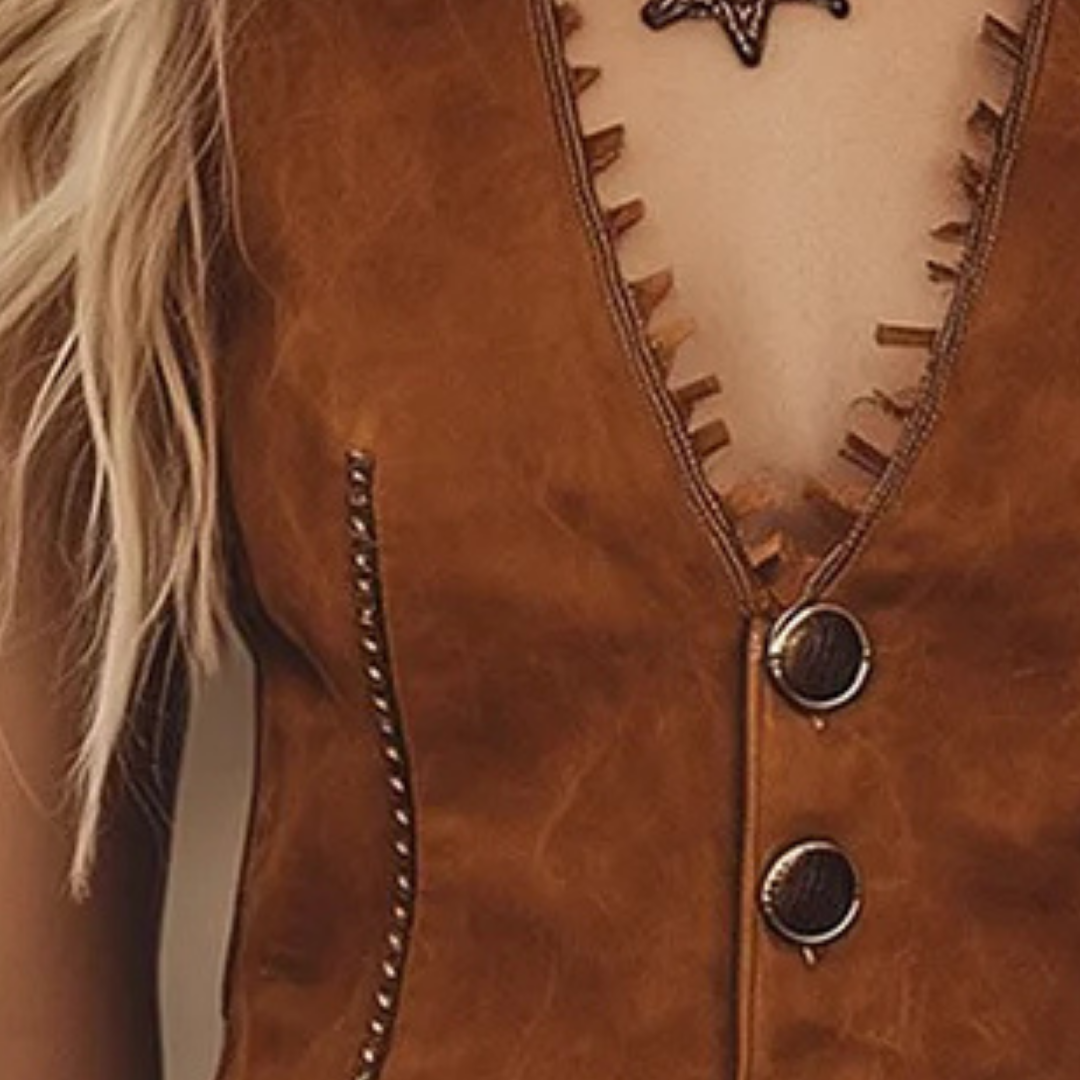 Saddle Spirit™ Retro Western Style – Vintage Western Cowboy Tassel Button Brown Suede Vest
