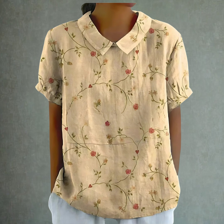 Lina™ – Floral Print Linen Blouse