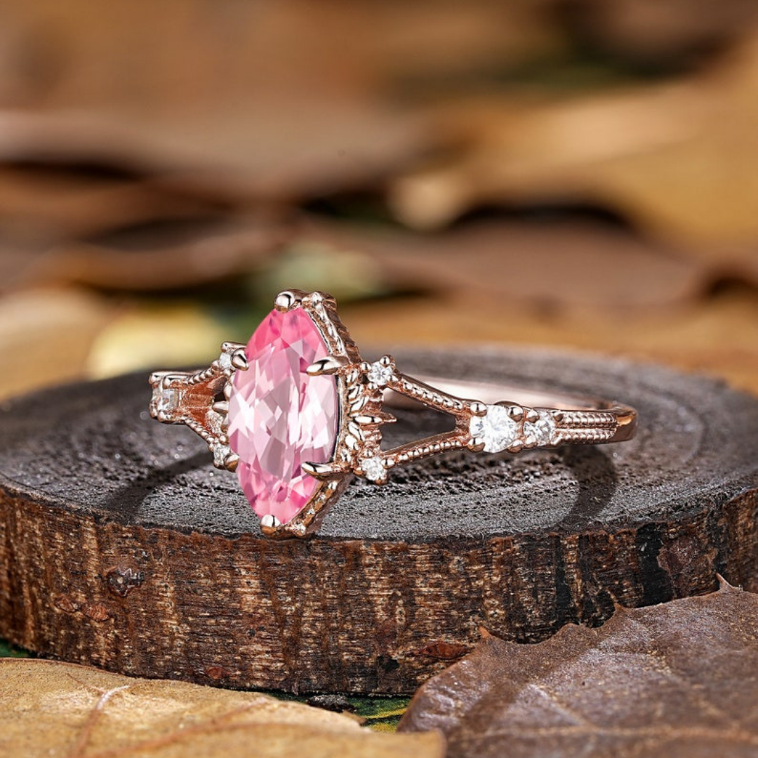 Blush Dream Ring™ Luxury Ring – 1.5 Carat Pink Sapphire in Vintage Rose Gold Design