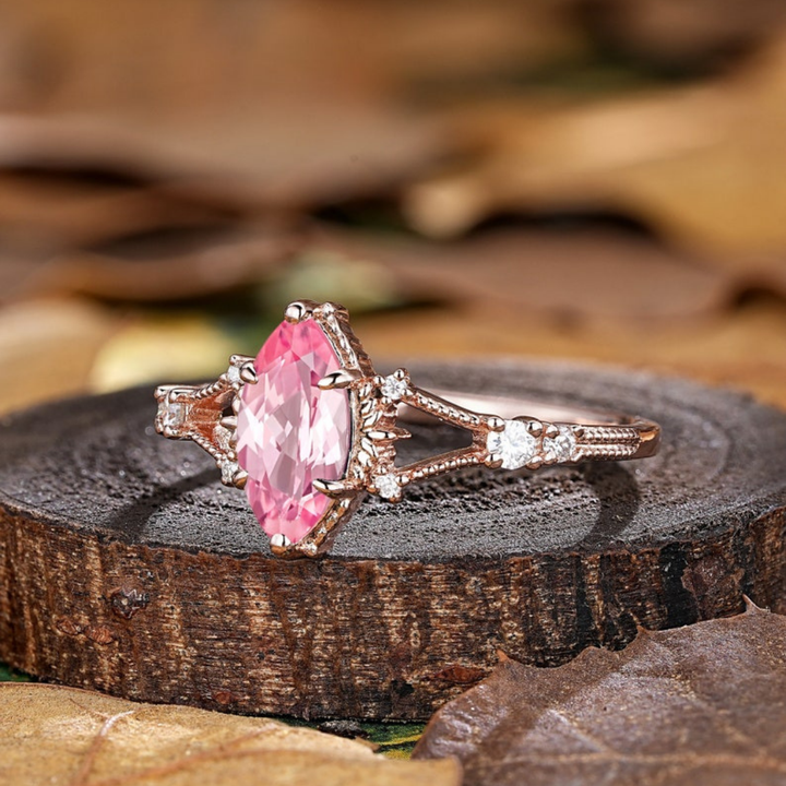 Blush Dream Ring™ Luxury Ring – 1.5 Carat Pink Sapphire in Vintage Rose Gold Design