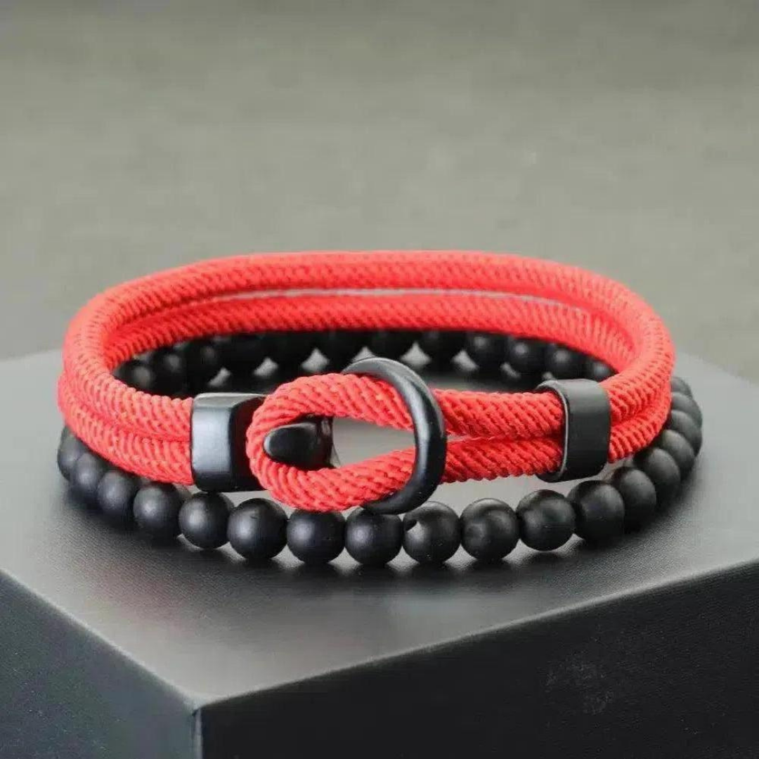 Sky Morris Havasu Bracelet™ Men Jewelry – Nautical Rope & Onyx Bead Bracelet Set