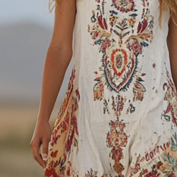 Desert Bloom™ Retro Western Style – Bohemian Floral Dress with Cowboy Boots