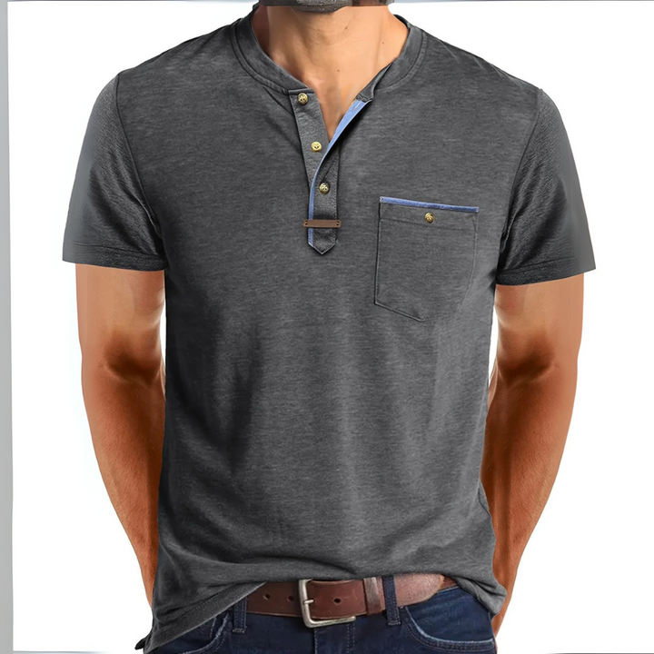 Saxon™ - Elegant Round Neck T-Shirt With Pocket